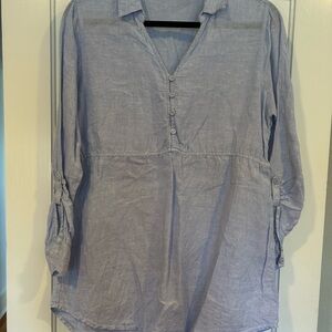 Women's Light Blue Button-Up Top